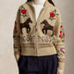 Long Sleeve Crewneck Horse Cardigan-Sweaters-Uniquities