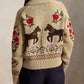 Long Sleeve Crewneck Horse Cardigan-Sweaters-Uniquities