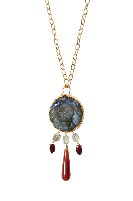Bezel Lion Pendant Necklace-Jewelry-Uniquities