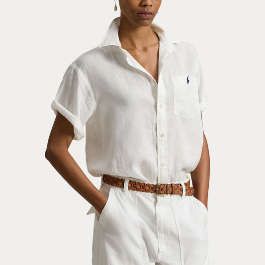 Linen Short Sleeve Shirt-Tops/Blouses-Uniquities