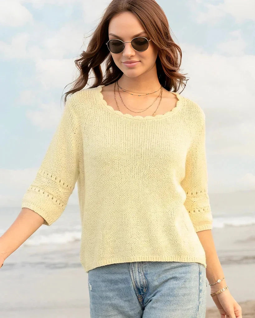 Calliope Scalloped Sweater-Sweaters-Uniquities