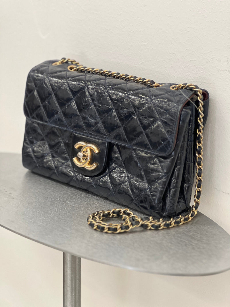Vintage Chanel Flap Bag Navy-Vintage Accessories-Uniquities