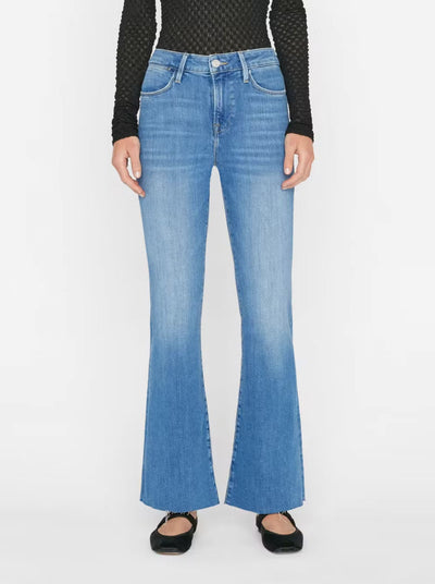 Le Easy Flare Raw Fray Drizzle-Denim-Uniquities