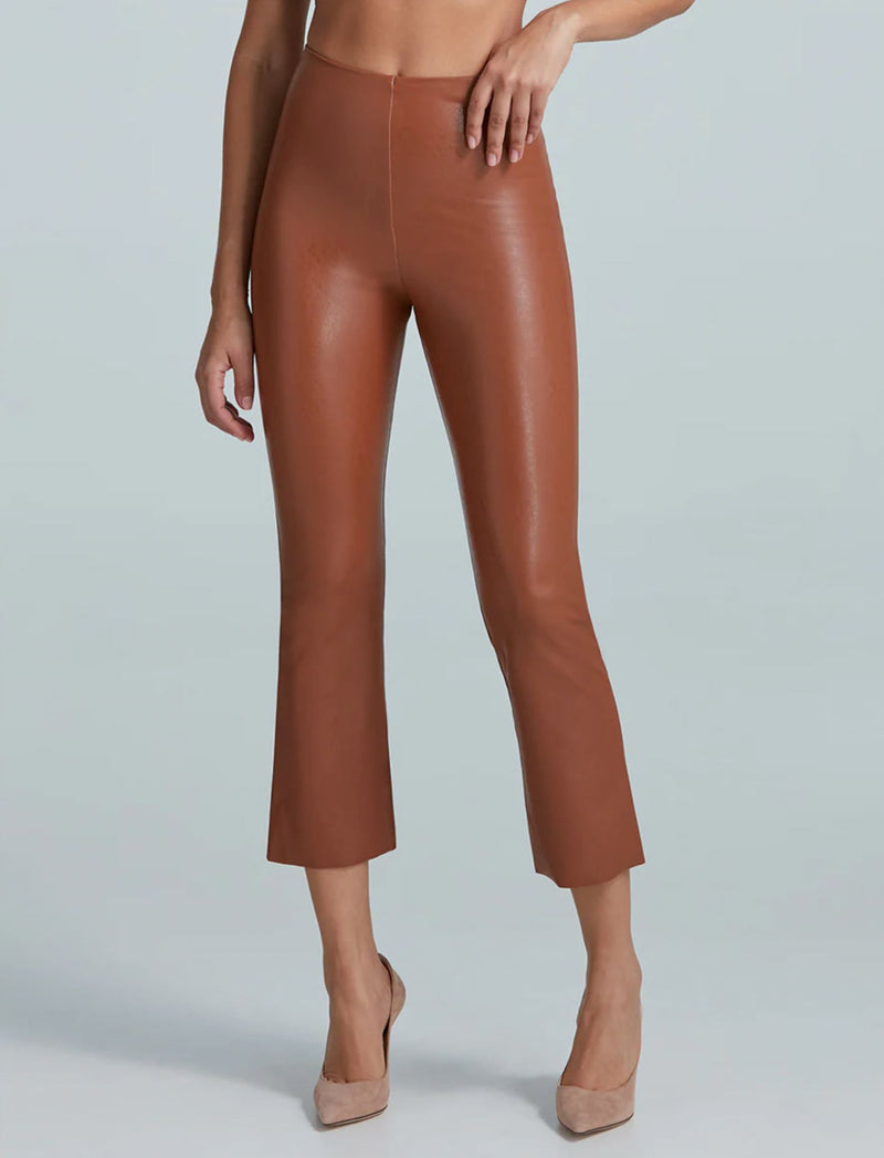 Faux Leather Cropped Flare-Bottoms-Uniquities