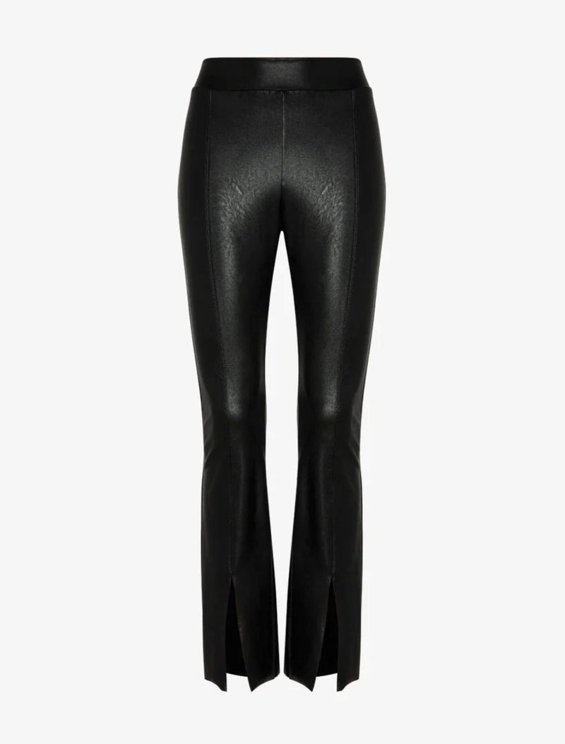 Faux Leather Split Front Pant-Bottoms-Uniquities