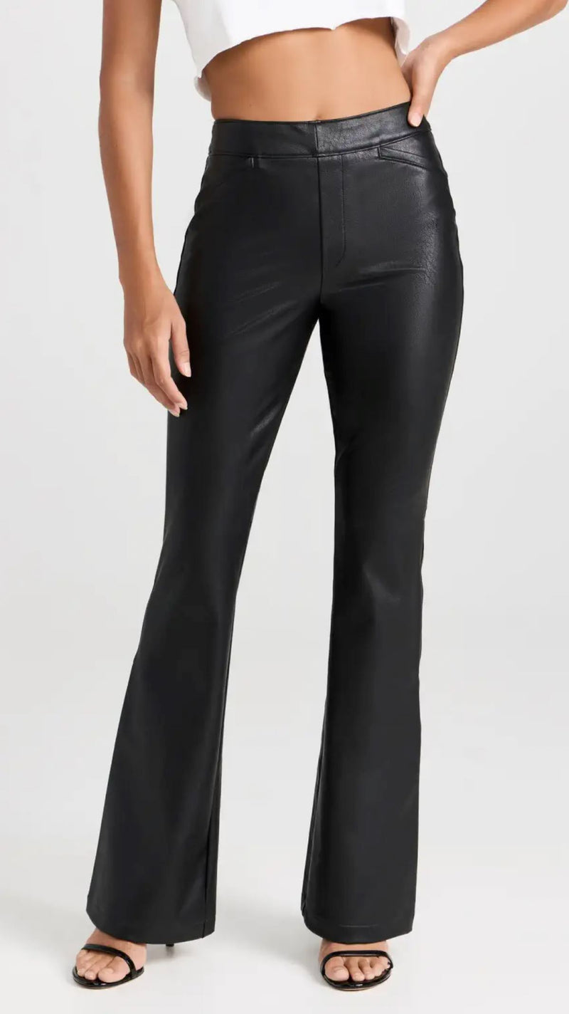 Leather-Like Flare Pant-Bottoms-Uniquities