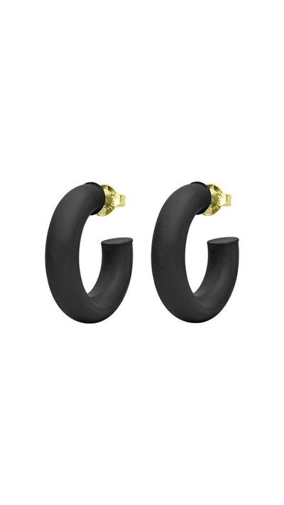 Small Chantal Hoops Painted Black-Jewelry-Uniquities