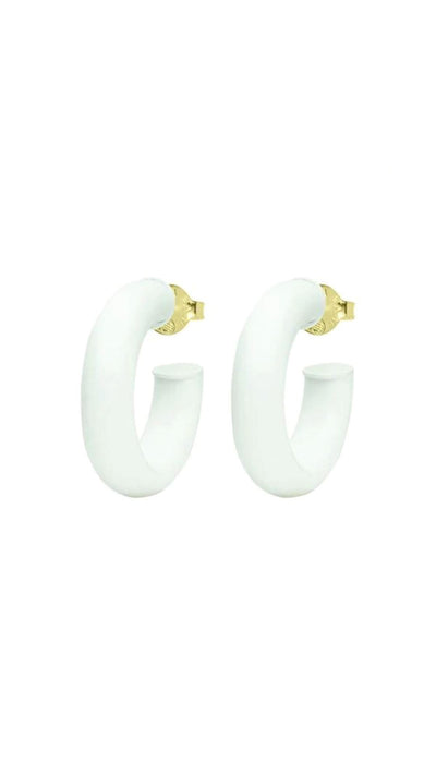 Small Chantal Hoops Painted White-Jewelry-Uniquities